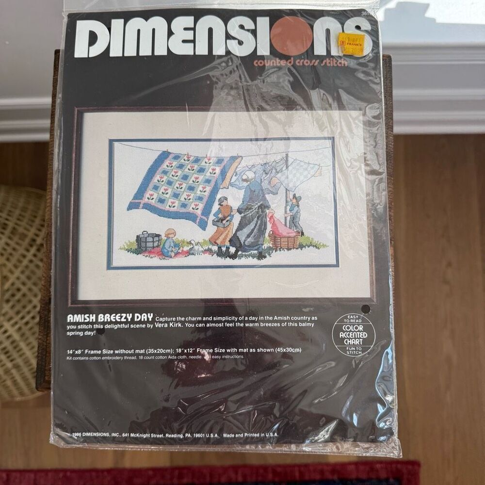 NWT NOS Dimensions Counted Cross Stitch Kit Amish Breezy Day 3611